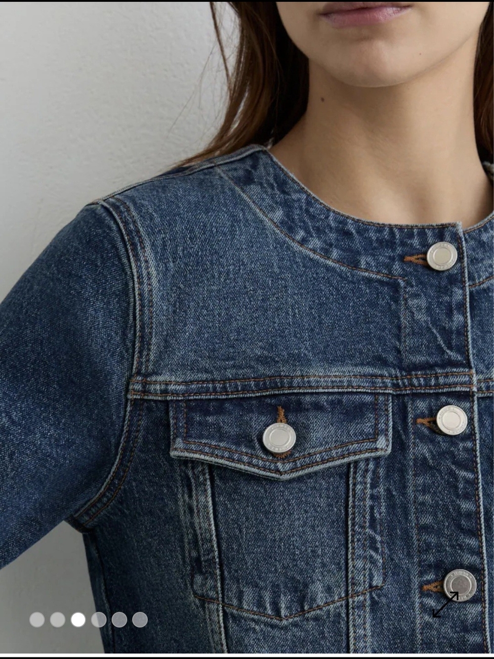 Reiss Collarless Denim Cropped Jacket 4 $350 - Picture 3 of 7